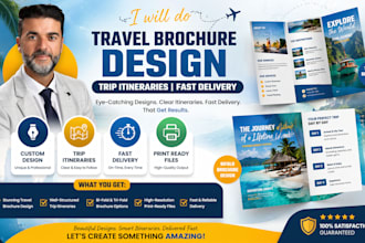 do travel brochure design, trip itineraries fast delivery brochure design