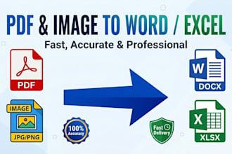 convert PDF, jpg, image to word or excel with accuracy