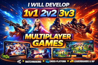 develop 1v1, 2v2, 3v3, multiplayer games, online pvp  unity mobile and pc games