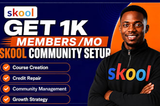 skool community setup skool credit repair skool course creation skool manager