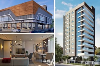 design 3d commercial building, exterior and interior design