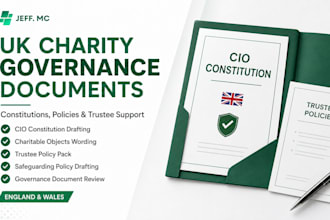draft UK charity constitution, governing documents and trustee policies