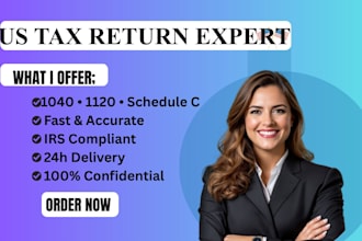 prepare US tax return 1040, 1120, and schedule c professionally