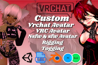 create custom vrchat avatar, furry or anime 3d avatar nsfw rig quest ready