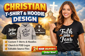 create custom christain t shirt design, hoodie and pod apparel within 24 hours
