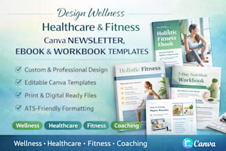 design wellness healthcare and fitness canva newsletter ebook workbook  template