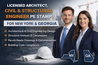 licensed architect civil and structural engineer pe stamp for new york georgia