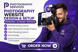 design a professional photography wedding website with online booking