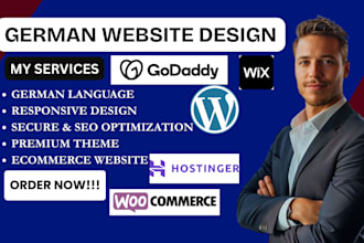 redesign design german shopify website, german wordpress website, wix, webshop