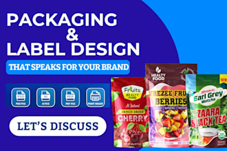 do food packaging design, food label design, pouch design and box design