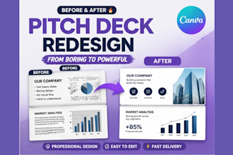 redesign or transform your content into a professional pitch deck in canva