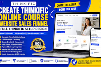 create thinkific online course website sales funnel full thinkific setup design