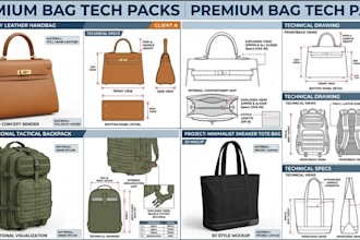 design professional luxury bag tech pack, handbag, tote bag, backpack and wallet