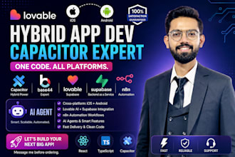 hybrid app dev capacitor,base44 expert, lovable supabase,n8n automation,ai agent