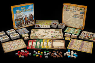 create custom board game design, card illustration, and rule book layout