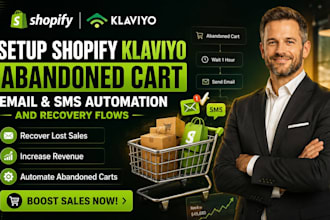 setup shopify plus klaviyo abandoned cart email SMS automation and recovery flow
