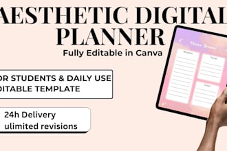 design aesthetic digital planner and journal and canva editable template