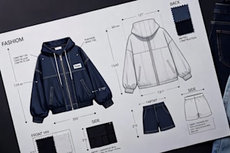 create tech packs, clothing tech park and fashion technical drawing