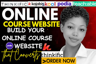 setup online course on thinkific, teachable, kajabi website, kajabi sales funnel