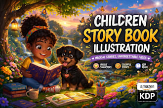 illustrate magical children story book art for kids picture book and KDP