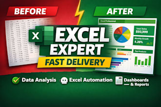 do excel data analysis, dashboard, formulas ,pivot tables