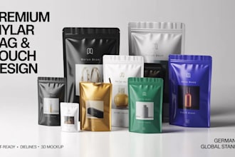 design mylar bag, pouch design and product packaging design
