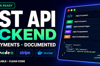 build a secure rest API with auth, payments, swagger docs and docker deployment