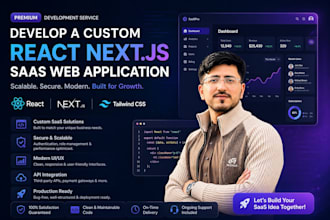develop a custom react next js saas web application