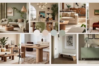 design interior mood board and architectural concept board for your space