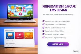 design a kindergarten website, preschool lms and daycare website learning portal