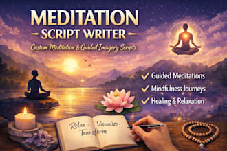write calming guided meditation scripts for sleep, anxiety and mindfulness