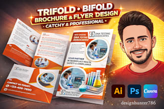 design medical bifold trifold brochure poster book cover product catalog