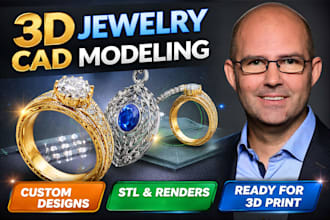 do 3d model jewelry design and cad modeling for 3d printing and rendering