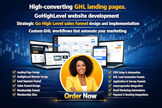 gohighlevel automation, virtual assistant landing page sales funnel design
