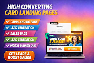 create a high converting card landing page for leads and sales
