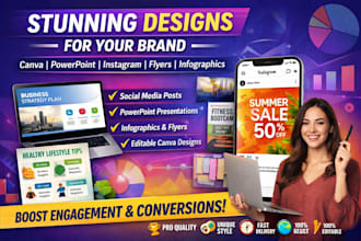 do powerpoint presentation instagram post infographics design canva flyer design