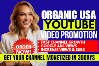do organic USA youtube video promotion for channel growth google ads views