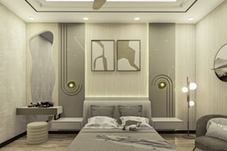 design modern bedroom interior with realistic renders