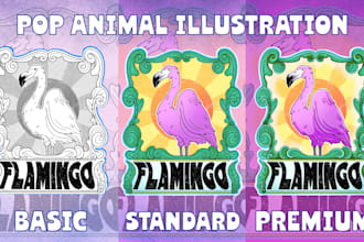 create a pop style animal illustration