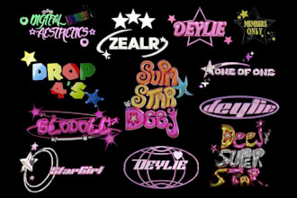 create a custom brand logo with streetwear and y2k style