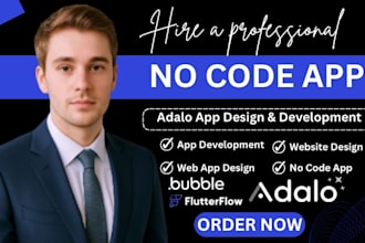 flutterflow no code app mvp app development bubble io app adalo saas app builder
