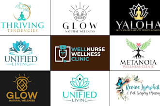 do modern holistic health wellness spiritual yoga healing logo design for you