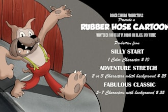 do color characters in rubber hose cartoon style