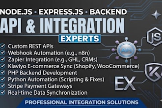 do api development rest api integration with node js express js for backend