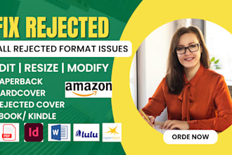 format,edit, resize, fix rejected kindle book covers ebook for amazon KDP upload