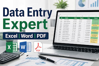 do data entry, data cleaning, excel and word formatting, PDF to excel