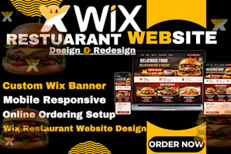 create wix restaurant website, banner and online ordering