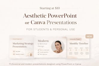 design aesthetic powerpoint or canva presentations for students and personal use