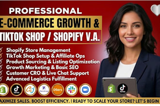 be your shopify virtual assistant, shopify store manager, tiktok shop va expert