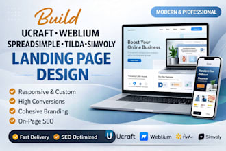 build ucraft weblium spreadsimple tilda simvoly landing page website design